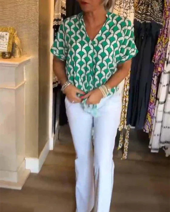 Anya - Bluse med geometrisk print