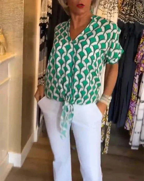 Anya - Bluse med geometrisk print