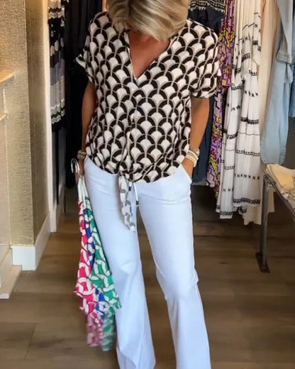 Anya - Bluse med geometrisk print