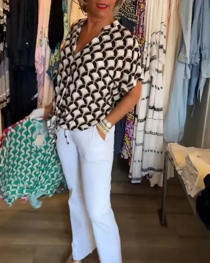 Anya - Bluse med geometrisk print