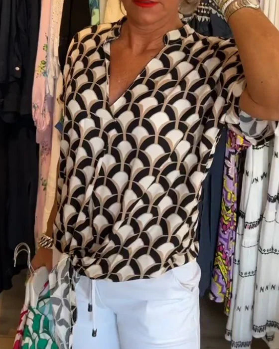 Anya - Bluse med geometrisk print